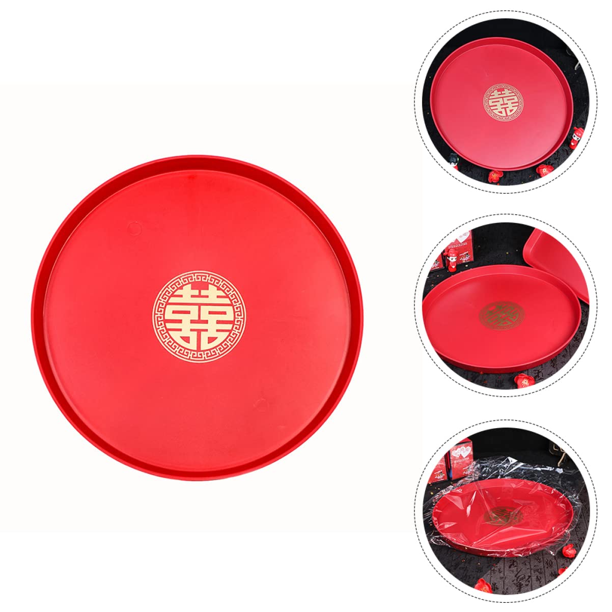 Cabilock 2 pieces Chinese Wedding Serving chinese new year snack tray chinese new year platter chinese new year candy tray Tray Platter: Red