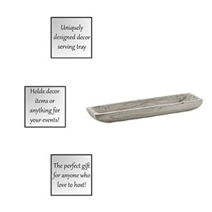 Santa Barbara Design Studio PURE Design Hand Carved Paulownia Wood Serving Tray, 26" x 5.7", Gray Wash