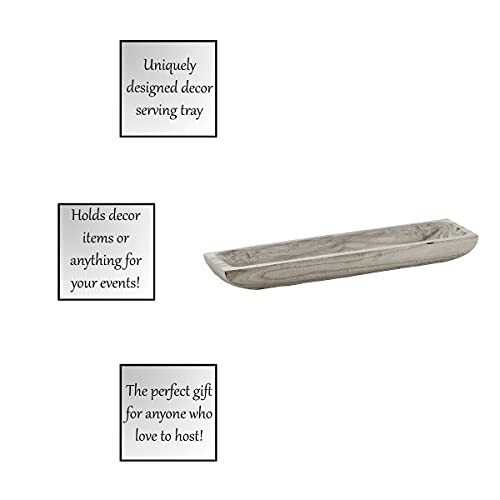 Santa Barbara Design Studio PURE Design Hand Carved Paulownia Wood Serving Tray, 26" x 5.7", Gray Wash