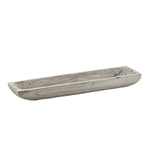 Santa Barbara Design Studio PURE Design Hand Carved Paulownia Wood Serving Tray, 26" x 5.7", Gray Wash