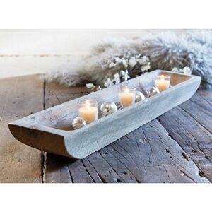 Santa Barbara Design Studio PURE Design Hand Carved Paulownia Wood Serving Tray, 26" x 5.7", Gray Wash