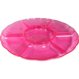 premium pink plastic compartment chip & dip tray - 16" (pack of 1) - unique, elegant & durable serveware for parties, appetizers & snacks