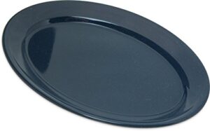 carlisle foodservice products dallas ware reusable plastic oval platter with rim for home and restaurant, melamine, 12 x 8.5 inches, café blue, (pack of 24)
