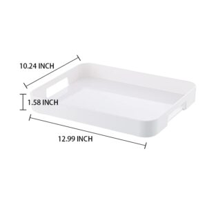 Plastic Serving Tray with Handles Rectangular in White 12.99inchx10.24Inch, Breakfast Tray Reusable Charcuterie, Food, Snack, Dessert Platters, Used in Bedroom, Kitchen, Living Room, Bathroom…