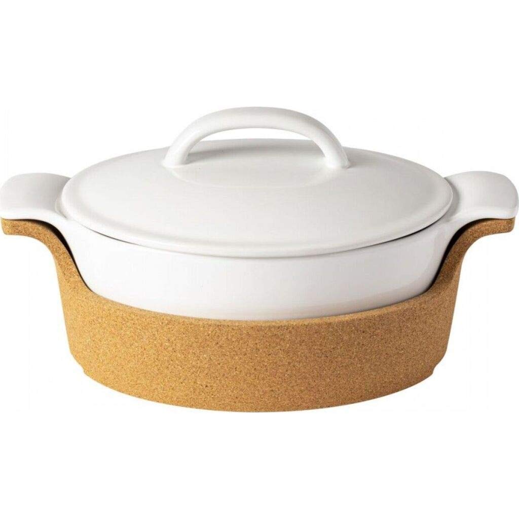 Casafina Ensemble Oval Covered Casserole with Cork Tray