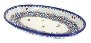 blue rose polish pottery scarlett oval platter