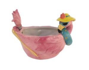 blue sky clayworks flamingo dip bowl with spreader, set of 2