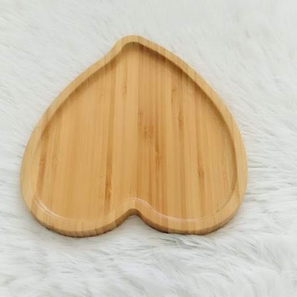 UPKOCH 2pcs Heart Shape Wood Plate Wooden Serving Tray Food Plate for Dessert Snacks Fruit Breakfast Sandwich Bread M