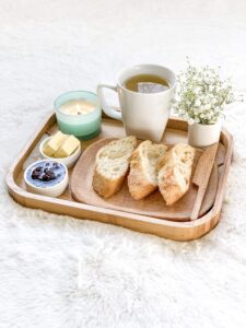 kozy kitchen tea serving tray handmade 100% natural bamboo wood finish
