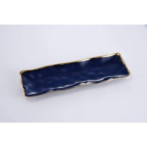 pampa bay sunset by the sea titanium-plated porcelain rectangular serving platter, 19 x 16.25 x 1in
