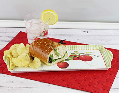 Calypso Basics Sanswich Reston Lloyd Collection by Sandy Clough Melamine Tidbit Rectangular Tray. Harvest Apple, Multicolor (06999)