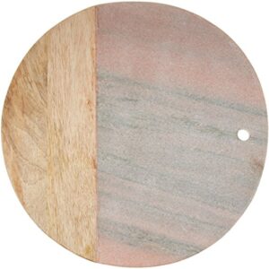 Creative Co-Op Pink/Grey Marble & Mango Wood Round Cheese Board