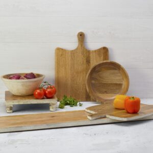Fitz and Floyd Austin Craft Charcuterie Mango Wood Serving Board, 39-Inch, White