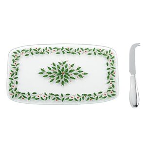 lenox holiday glass cheeseboard with knife