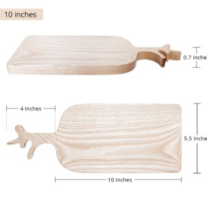 Cubicity JSC Rectangular Wood Tray with Tree Shape Handle 10 x 5.5 Inch, Kitchen Serving Plate Service Tableware Serveware Cheese Snack Platter Wooden Board Minimal Home Décor, Light Brown Ash Wood