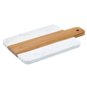 winco wood-and-marble serving board 11-1/2" x 7" x 1/2" thick - 1 each
