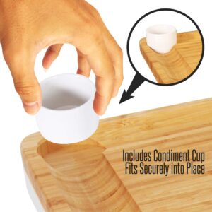 NutriChefKitchen Bamboo Cheese Board Set - Bonus Condiment Cup and 4 Stainless Steel Knives