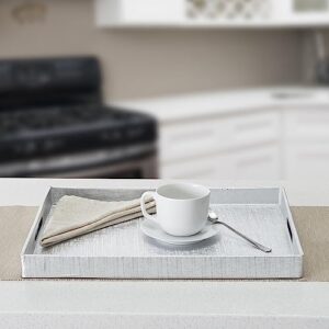 Home Basics Elegant Serving Tray with Handles (Silver), 13.75" x 18.75" x 1.65"