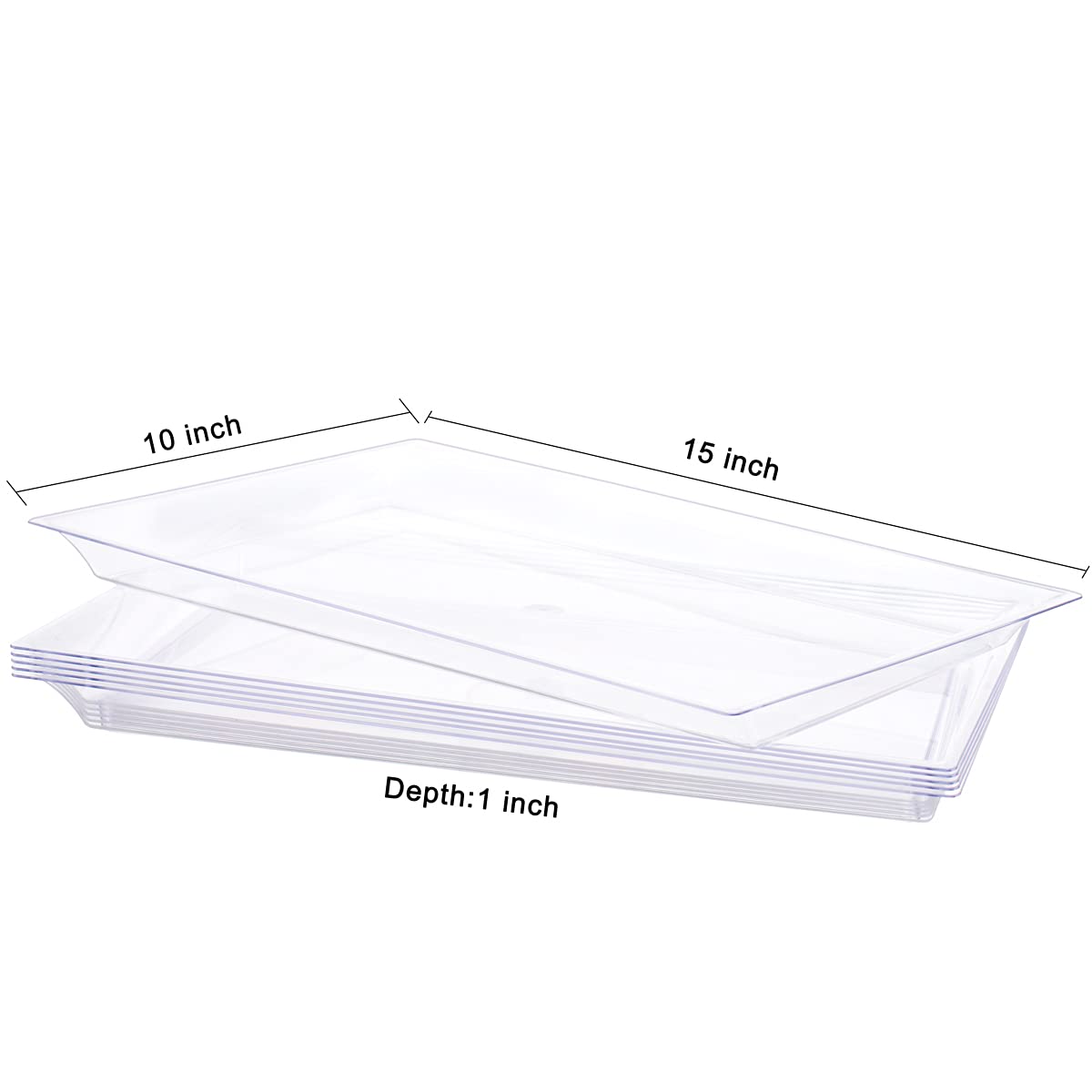 SUT 12 Pack White Plastic Serving Trays with Silver Rim, 13 X 8 inch Rectangle Food Tray, Disposable platters Cookie Serving Trays for Party, Silver Plastic Serving platters Food Wedding and Birthday