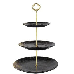 lucky will black and gold cupcake stand for 12 cupcakes 3 tier cake stand for party supplies decorations tiered dessert stand serving tray for birthday graduation halloween christmas
