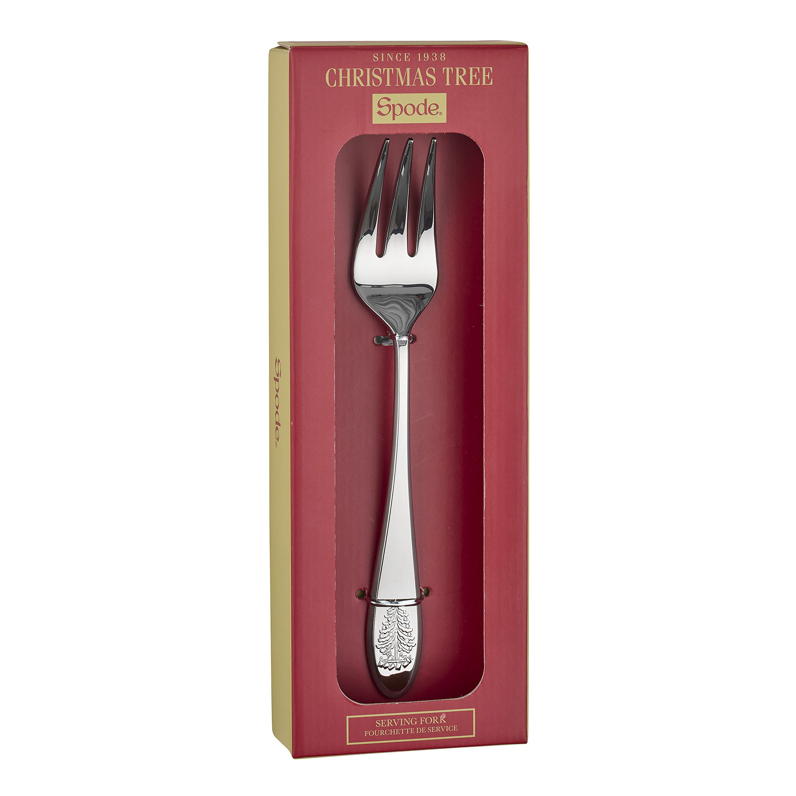 Spode Christmas Tree Serving Fork | Flatware Serving Utensils for your favorite Holiday Dishes | Premium Food Grade 18/10 Stainless Steel | Measures 10Inches | Dishwasher Safe