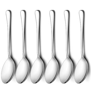 lianyu serving spoon set of 6, 9.8 inch stainless steel large dinner buffet catering banquet serving spoons, mirror finish, dishwasher safe