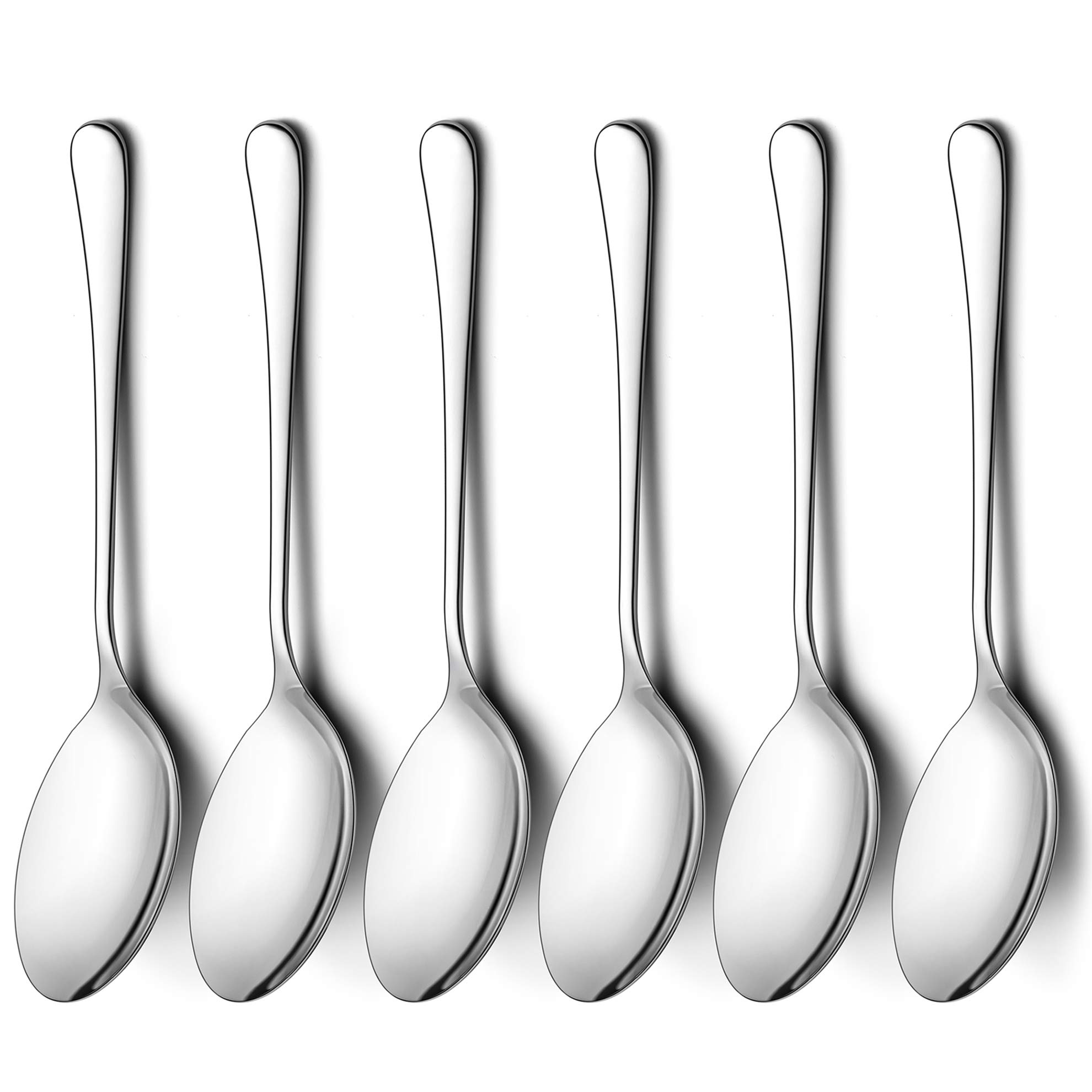 LIANYU Serving Spoon Set of 6, 9.8 Inch Stainless Steel Large Dinner Buffet Catering Banquet Serving Spoons, Mirror Finish, Dishwasher Safe