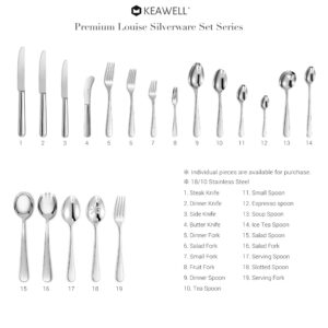 KEAWELL Premium 9.45" Louise Salad Servers, 18/10 Stainless Steel, Exceptional mirror finish, Dishwasher Safe (Salad Spoons)