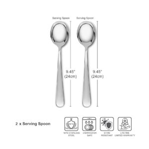 KEAWELL Premium 9.45" Louise Salad Servers, 18/10 Stainless Steel, Exceptional mirror finish, Dishwasher Safe (Salad Spoons)