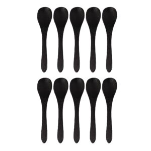bamboomn bamboo black serving spoons, mini salt spoon/tiny wooden spoons for spices, 10pcs black oval 3.5"