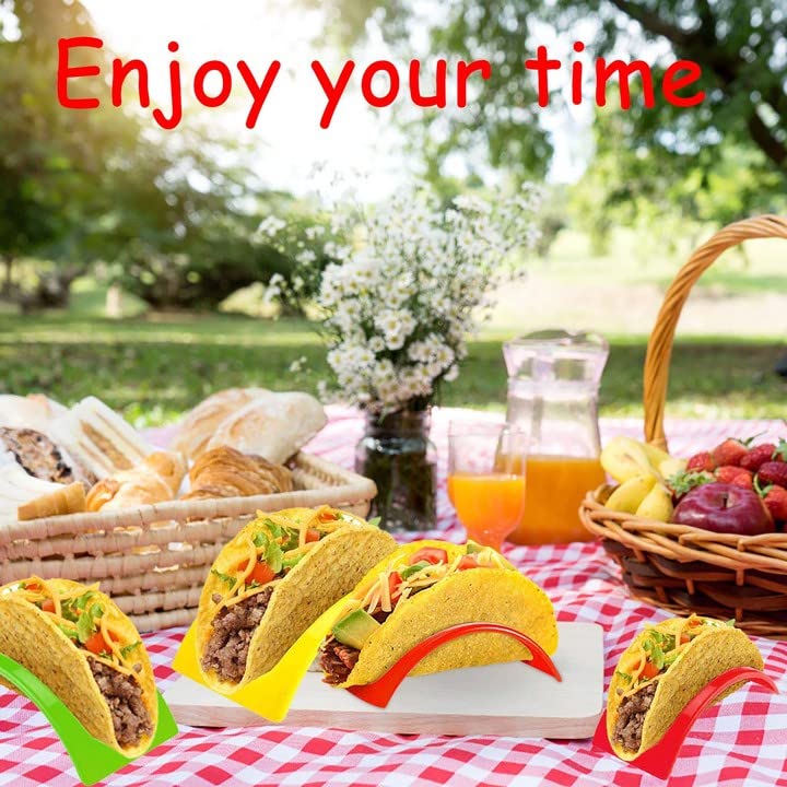 12 Pcs Taco Holder Random Colors Taco Stands Taco Rack Microwave Safe Taco Shell Holders Dishwasher and Grill Safe Taco Stand for Soft and Hard Shells,Taco Rack Stand for Dinner Party