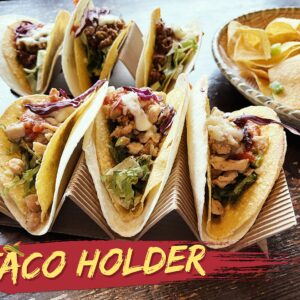 Disposable Taco Holder Stand Up Serving Rack-Holds Up to 3 Tacos, Made of Cardboard Safety&Eco-Friendly for Family or company Party,Restaurant,Outdoor,Wedding,take-out (50, Yellow)