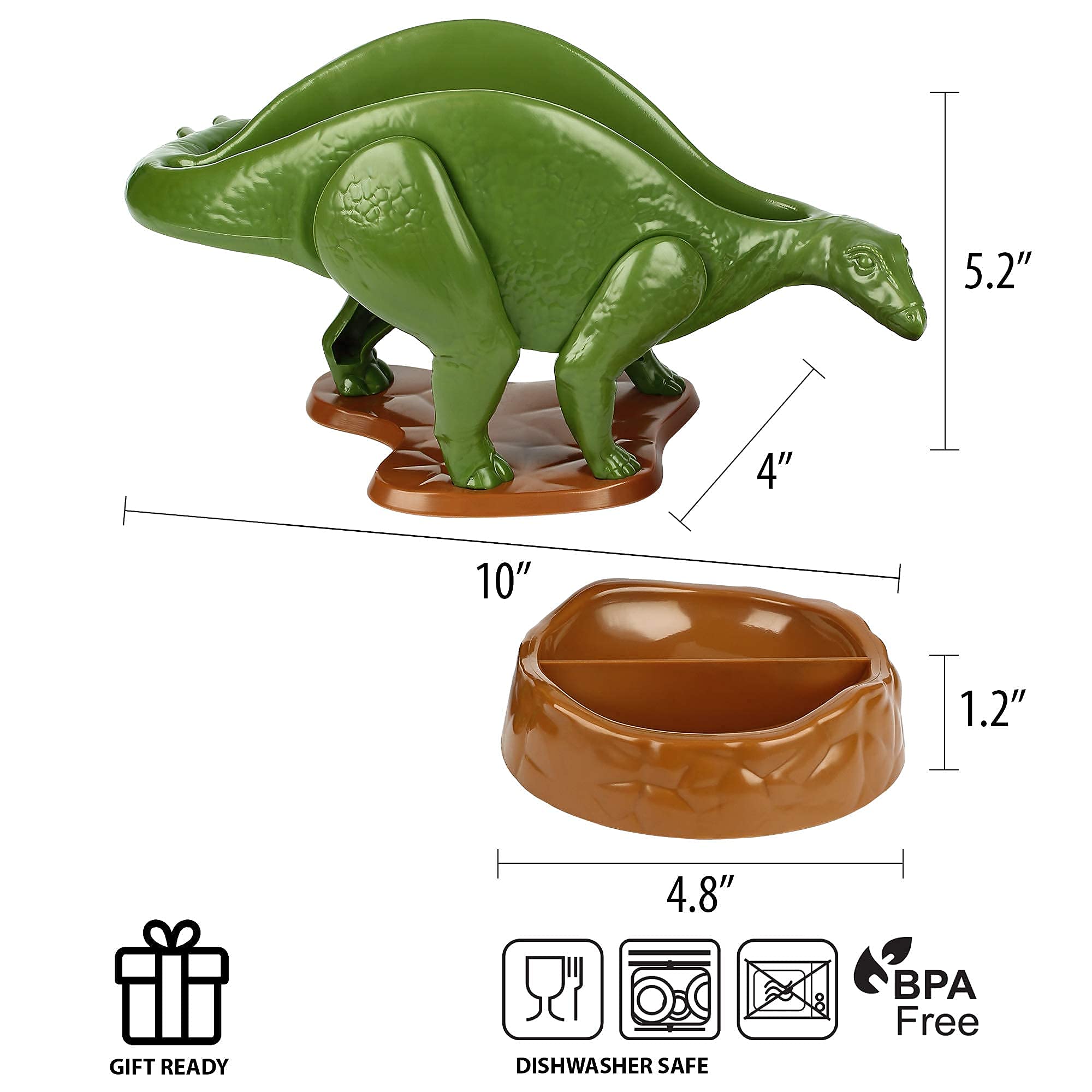 Tacosaurus Rex Dinosaur Taco Holder and Nachosaurus Nacho and Snack Dish Set