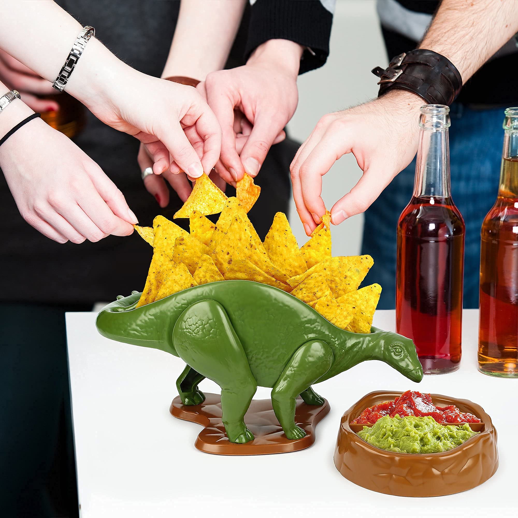 Tacosaurus Rex Dinosaur Taco Holder and Nachosaurus Nacho and Snack Dish Set