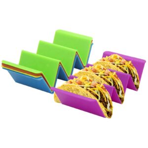 kzpa 5 pcs taco holder rack-plastic rainbow coloerd taco tray, taco serving platter