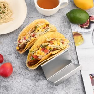 Smithcraft Taco Holder, Stainless Steel Taco Holders Stand Set 2, Metal Taco Shell Holder Mold, Oven Grill Safe Taco Rack Tray Holder With Handle, Fill Serve Holds Up to 3 Tacos Each Taco Plate