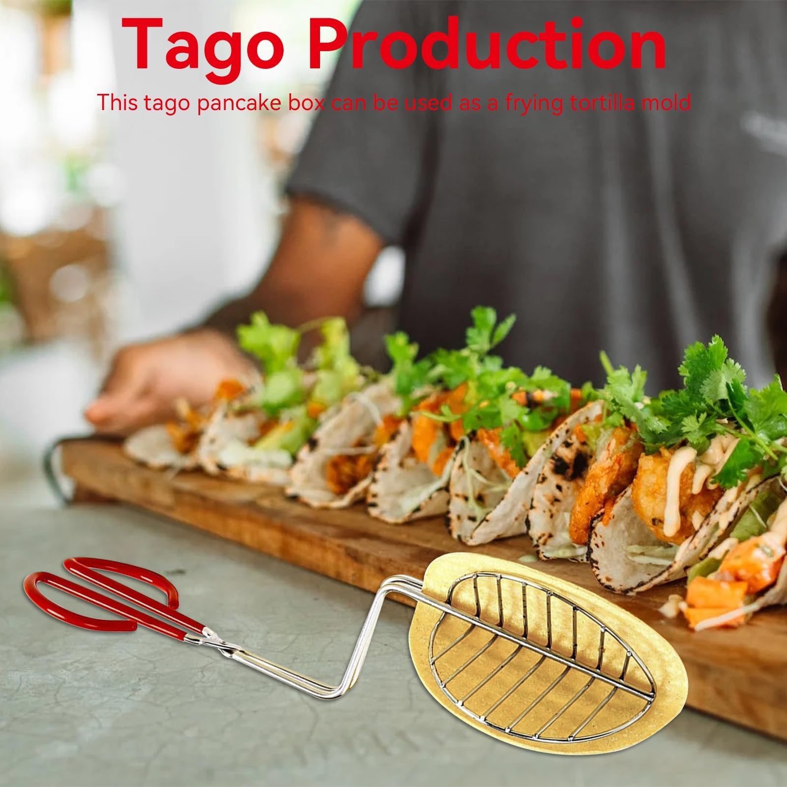 Taco Shell Maker, 34cm Taco Maker Tongs Stainless Steel Taco Press Taco Shell Mold for Taco Shell Frying Taco Shell Maker for Making Homemade Taco Shells