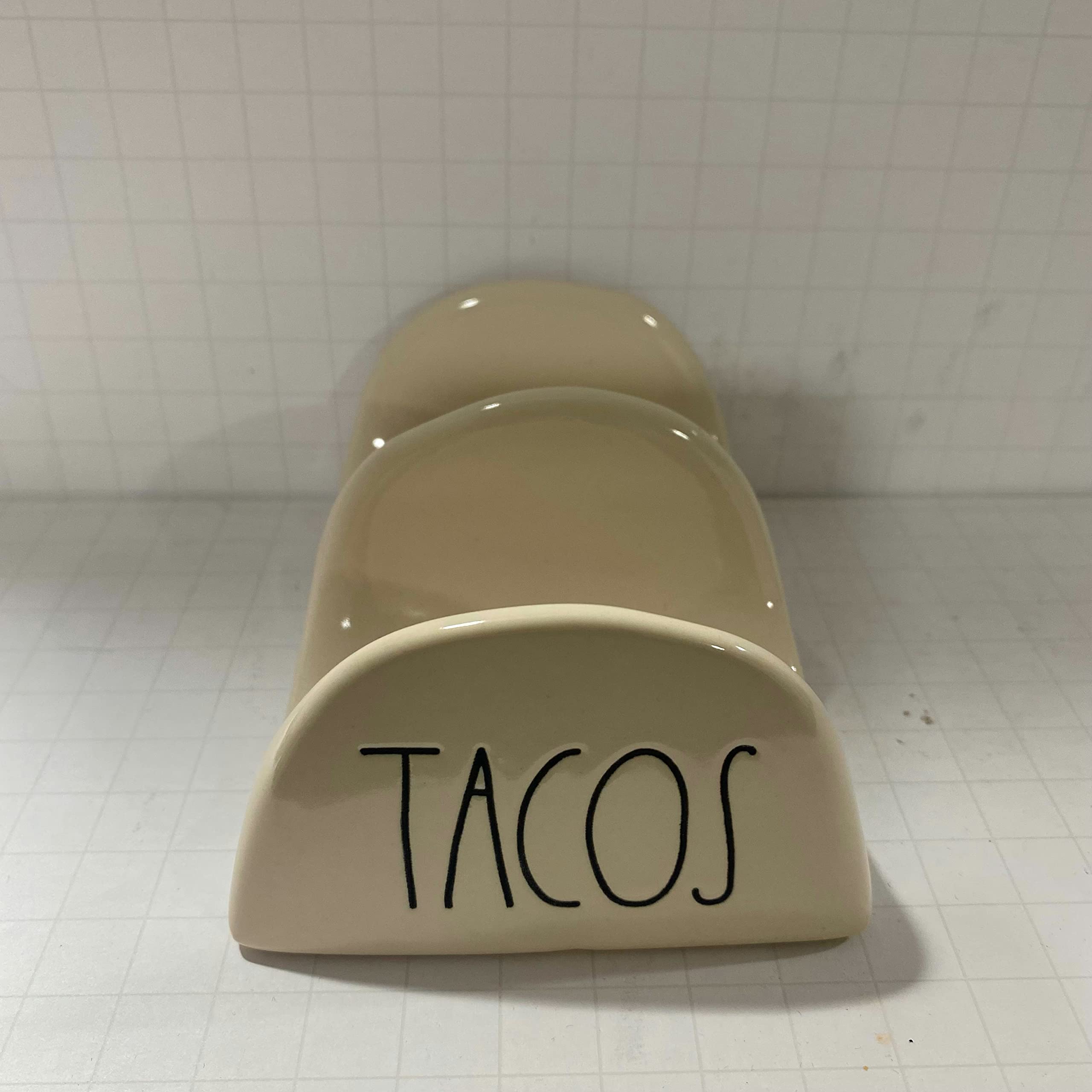 Rae Dunn TACOS Holder + LET'S TACO BOIT IT Plate set (1 Taco holder + 2 plates) Ceramic - Dishwasher and Microwave safe