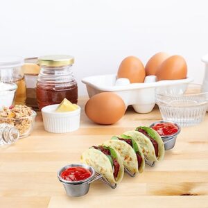 BESTonZON Taco Holder Stand with Salad Cups Stainless Steel Burritos Tortilla Cooling Stand Rack Taco Shell Holder Stand on Table Mexican Pancake Rack for Kitchen Restaurant