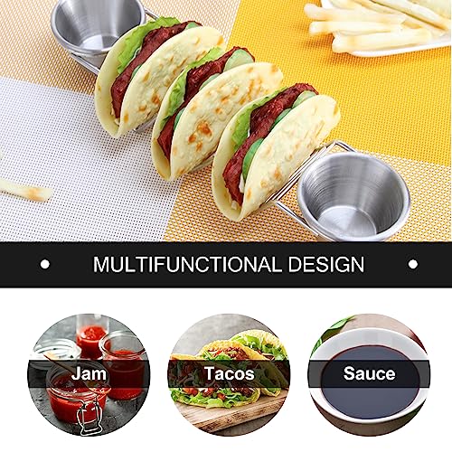 BESTonZON Taco Holder Stand with Salad Cups Stainless Steel Burritos Tortilla Cooling Stand Rack Taco Shell Holder Stand on Table Mexican Pancake Rack for Kitchen Restaurant