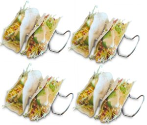 taco tuesday taco holders (4 pack - 3 taco holder) family dinner ideas = taco time! best taco holder easy to clean- includes taco recipes -holds hard and soft taco shell- stand up taco rack