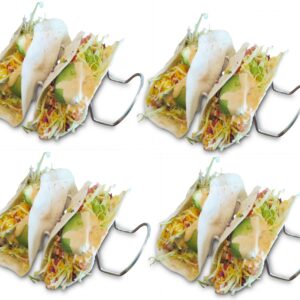 Taco Tuesday Taco Holders (4 PACK - 3 TACO HOLDER) Family Dinner ideas = Taco Time! Best Taco Holder Easy to Clean- Includes Taco Recipes -Holds Hard and Soft Taco Shell- Stand Up Taco Rack