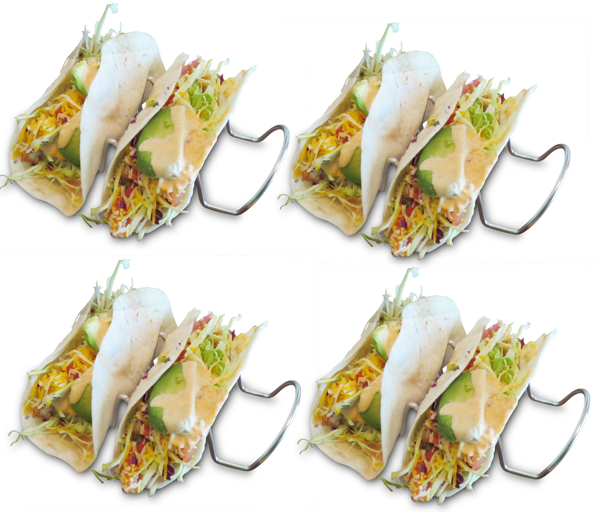 Taco Tuesday Taco Holders (4 PACK - 3 TACO HOLDER) Family Dinner ideas = Taco Time! Best Taco Holder Easy to Clean- Includes Taco Recipes -Holds Hard and Soft Taco Shell- Stand Up Taco Rack