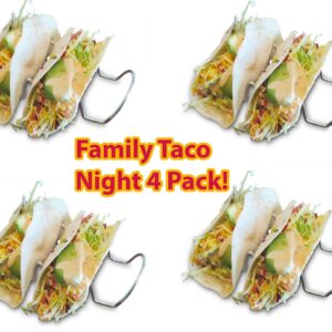 Taco Tuesday Taco Holders (4 PACK - 3 TACO HOLDER) Family Dinner ideas = Taco Time! Best Taco Holder Easy to Clean- Includes Taco Recipes -Holds Hard and Soft Taco Shell- Stand Up Taco Rack