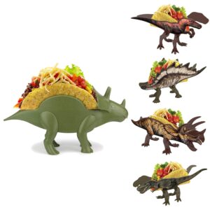 funwares dinosaur taco holders - tricerataco ultimate stand and set of 4 dinos that fold flat for compact storage
