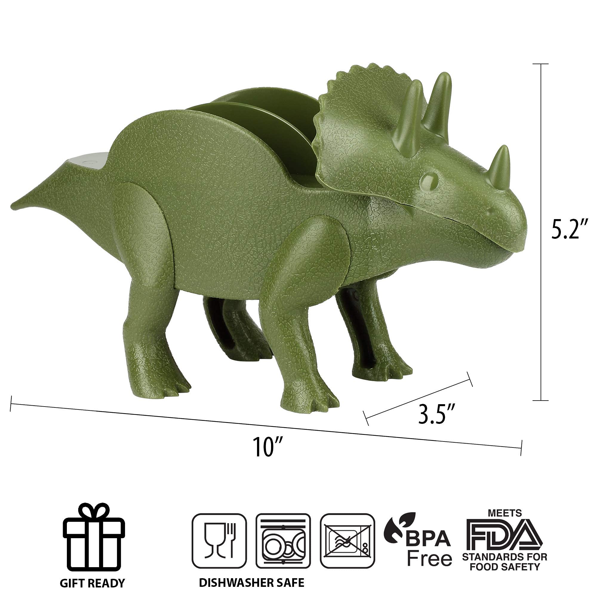 Funwares Dinosaur Taco Holders - TriceraTaco Ultimate Stand and Set of 4 Dinos that Fold Flat for Compact Storage