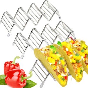mekbok taco holder, taco holder stand,stainless steel taco rack, good holder stand on table, hold 3 or 4 hard or soft shell taco, safe for baking as truck tray- set of 3