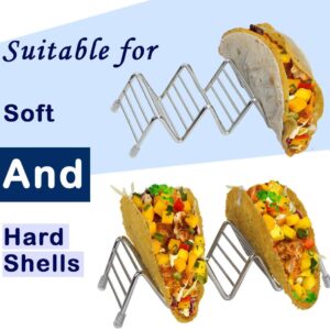 MEKBOK Taco Holder, taco holder stand,Stainless Steel Taco Rack, Good Holder Stand on Table, Hold 3 or 4 Hard or Soft Shell Taco, Safe for Baking as Truck Tray- Set of 3