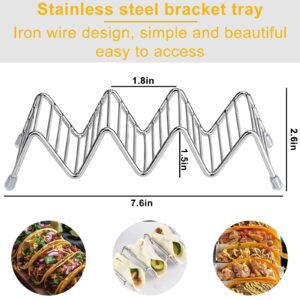 MEKBOK Taco Holder, taco holder stand,Stainless Steel Taco Rack, Good Holder Stand on Table, Hold 3 or 4 Hard or Soft Shell Taco, Safe for Baking as Truck Tray- Set of 3