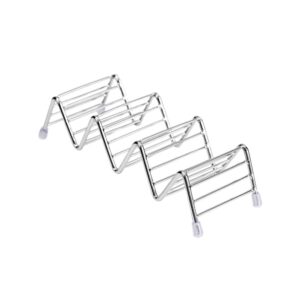 stainless steel taco holder stand for 3-4 tacos each, wider metal tortilla tray holder rack for serving tacos plates, taco shell mold